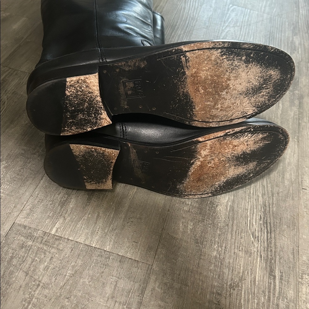 Frye Black Leather Riding Boots Size 10 - Picture 7 of 8